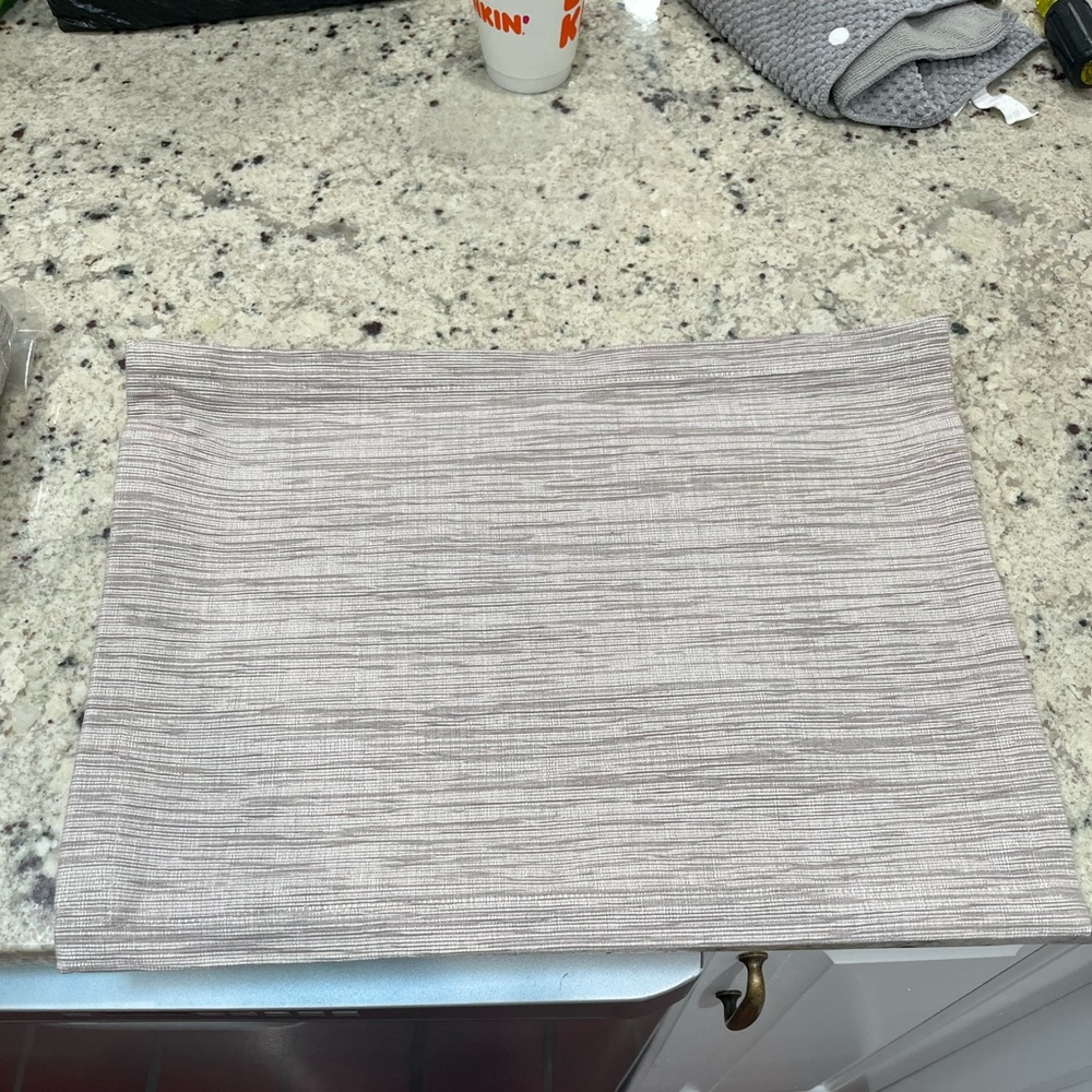 Set of 8 Crate & Barrel Grasscloth Placemats. Color Dove.